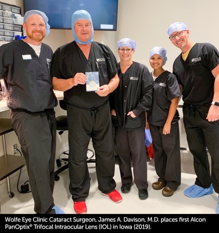 Iowa cataract surgeon, Dr. James Davison, implants first Alcon PanOptix Trifocal intraocular lens (IOL) in Iowa in 2019.