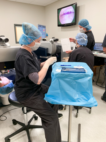 Wolfe Eye Clinic doctor’s assistant prepares surgical instruments for LASIK eye surgery in Cedar Rapids, Iowa.