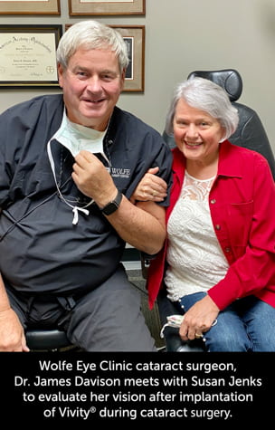 Des Moines surgeon, Dr. Davison, and patient after positive Iowa cataract surgery experience