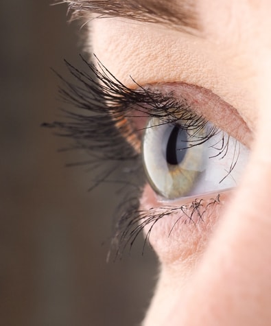 Wolfe Eye Clinic patient with healthy cornea viewed close-up. 